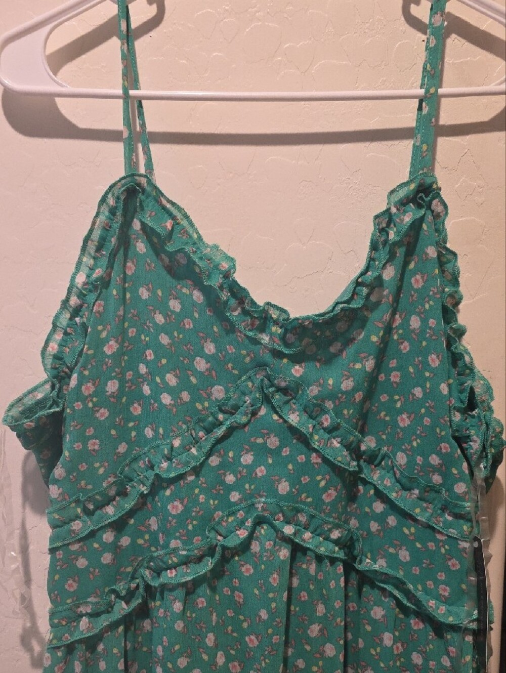 No Boundaries Teal Floral Ruffle Maxi Dress - Picture 2 of 7